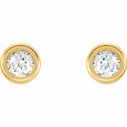 14K Yellow 3 mm Round Cubic Zirconia Youth Bezel-Set Stud Earrings-