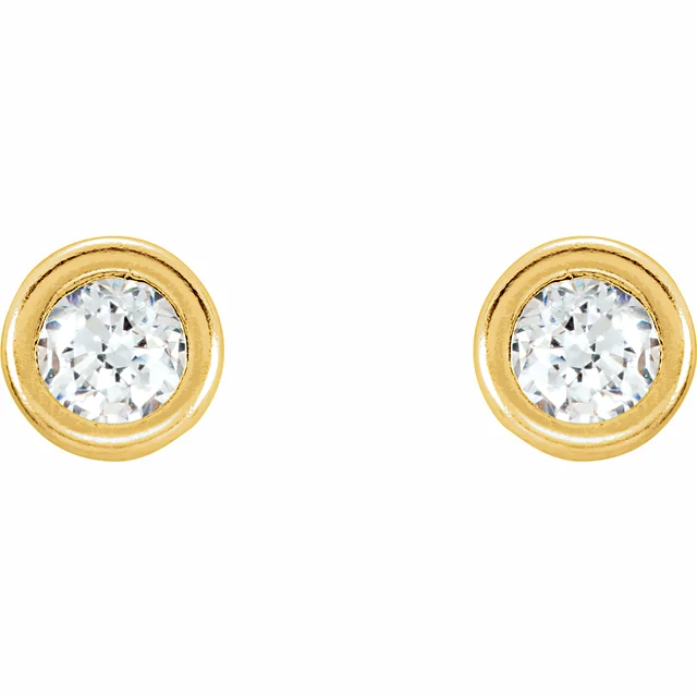 14K Yellow 3 mm Round Cubic Zirconia Youth Bezel-Set Stud Earrings-