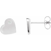 Sterling Silver .015 CTW Diamond Heart Earrings-