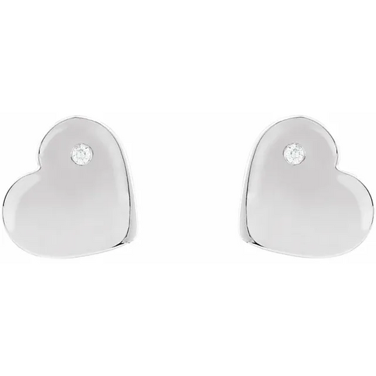 Sterling Silver .15 CTW Diamond Heart Earrings