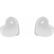 Sterling Silver .015 CTW Diamond Heart Earrings-