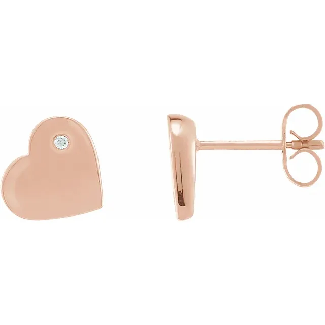 Sterling Silver .015 CTW Diamond Heart Earrings-