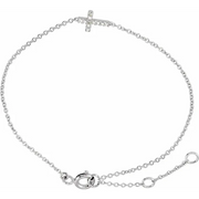 14K White .04 CTW Diamond Sideways Cross Youth 7" Bracelet-
