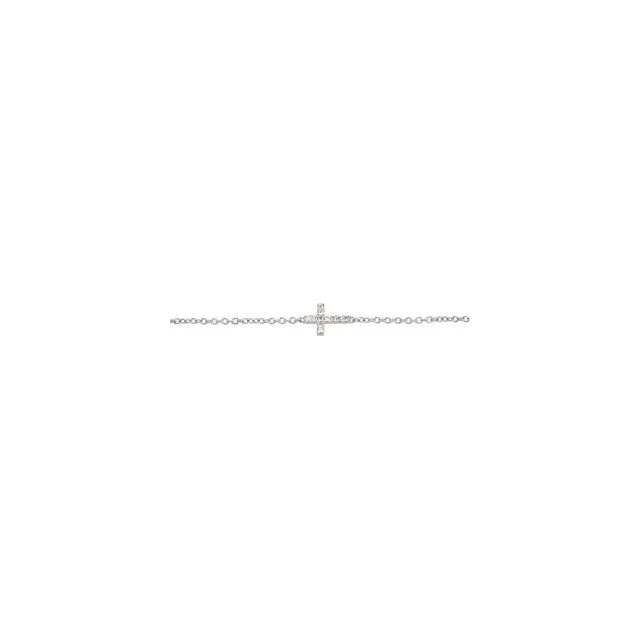 14K White .04 CTW Diamond Sideways Cross Youth 7" Bracelet-