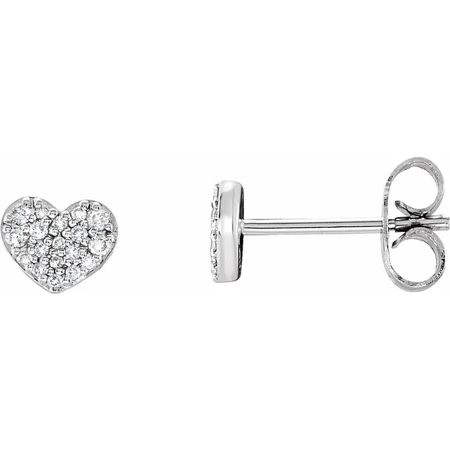 14K White 1/6 CTW Diamond Heart Earrings-