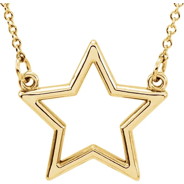 14K Yellow Star 16" Necklace-