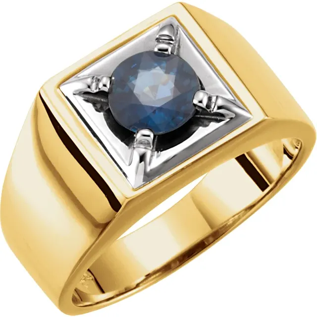 14K White Blue Sapphire Illusion Ring-