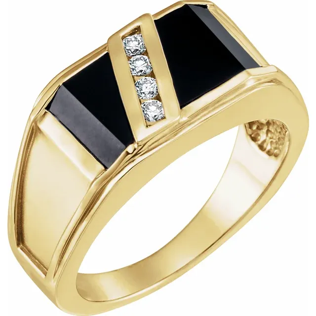 14K White Onyx & 1/8 CTW Diamond Bezel-Set Ring-11.00(aproximate standard size)-