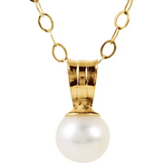 14K Yellow Freshwater Cultured Pearl 15" Necklace-
