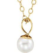 14K Yellow Freshwater Cultured Pearl 15" Necklace-