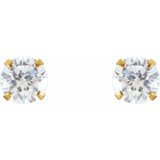 14K Yellow 4 mm Round Cubic Zirconia Youth Stud Earrings-