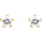 14K Yellow 4x4 mm Cubic Zirconia Youth Star Earrings-