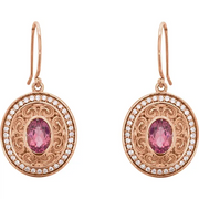 14K White Pink Tourmaline & 1/3 CTW Diamond Earrings-