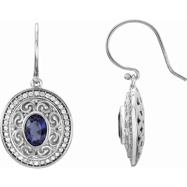 14K White Iolite & 1/3 CTW Diamond Earrings-