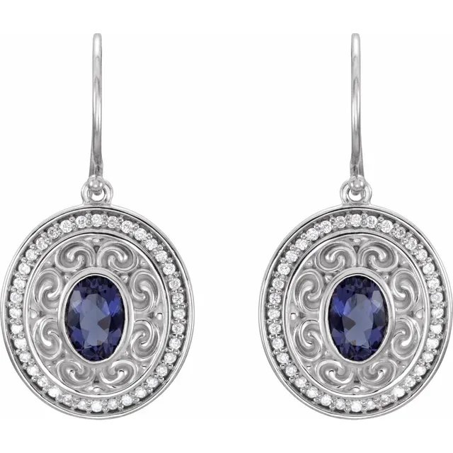 14K White Pink Tourmaline & 1/3 CTW Diamond Earrings-