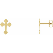 14K Yellow Cross Earrings-