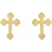 14K Yellow Cross Earrings-