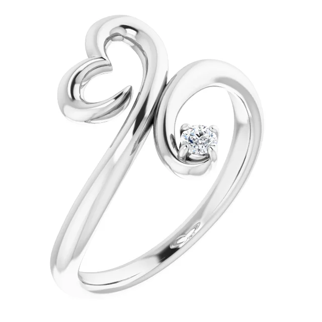 14K White .06 CTW Diamond Heart Ring-
