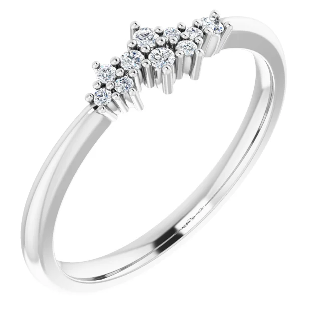 14K White .08 CTW Diamond Stackable Cluster Ring-