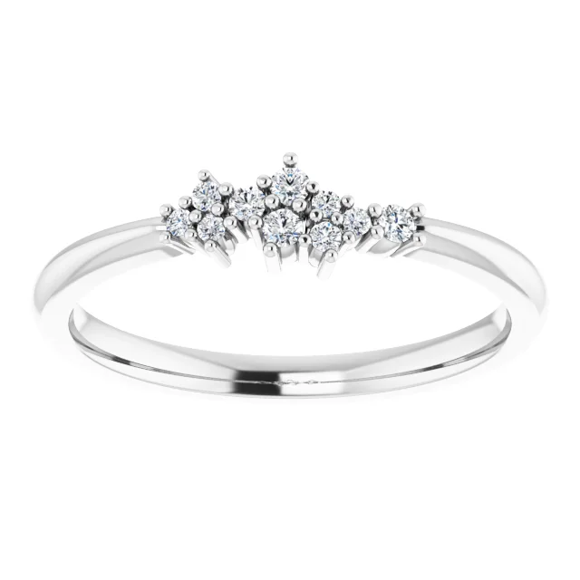 14K White .08 CTW Diamond Stackable Cluster Ring-