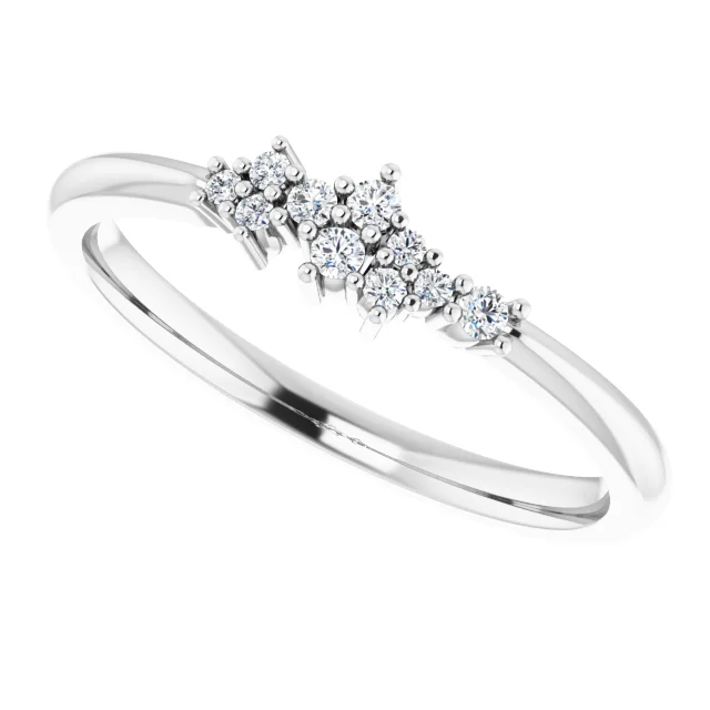 14K White .08 CTW Diamond Stackable Cluster Ring-