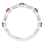 14K White Ruby & .025 CTW Diamond Vintage-Inspired Scroll Ring-