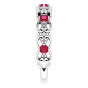 14K White Ruby & .025 CTW Diamond Vintage-Inspired Scroll Ring-