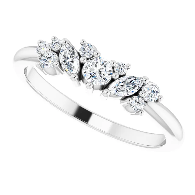 14K White 1/3 CTW Diamond Multi-Shape Ring-