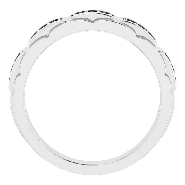14K White 1/4 CTW Black Diamond Pattern Ring-