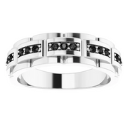 14K White 1/4 CTW Black Diamond Pattern Ring-
