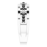 14K White 1/4 CTW Black Diamond Pattern Ring-