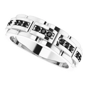 14K White 1/4 CTW Black Diamond Pattern Ring-