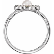 14K White Freshwater Cultured Pearl & 1/6 CTW Diamond Ring-
