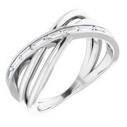 14K White 1/3 CTW Diamond Criss-Cross Ring-7.00 (approximate standard size)-