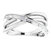 14K White 1/3 CTW Diamond Criss-Cross Ring-7.00 (approximate standard size)-