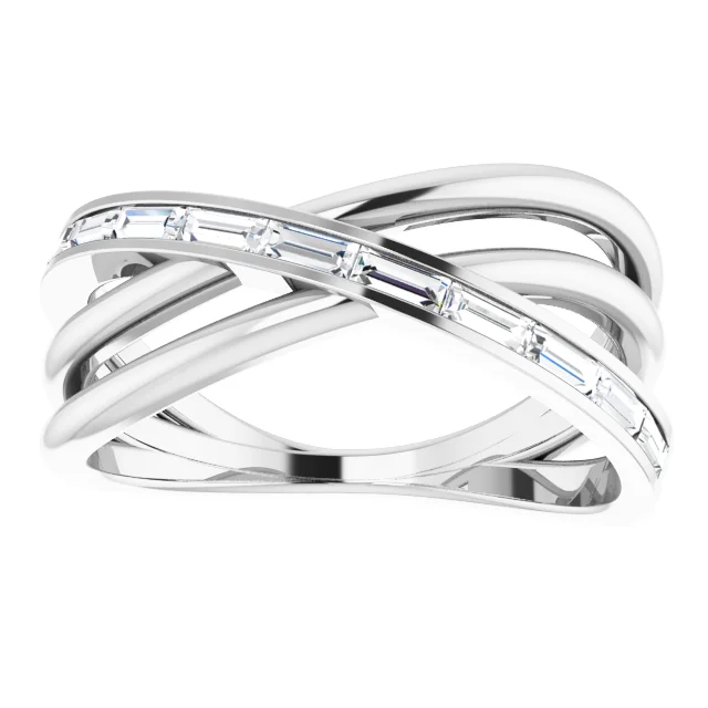 14K White 1/3 CTW Diamond Criss-Cross Ring-7.00 (approximate standard size)-