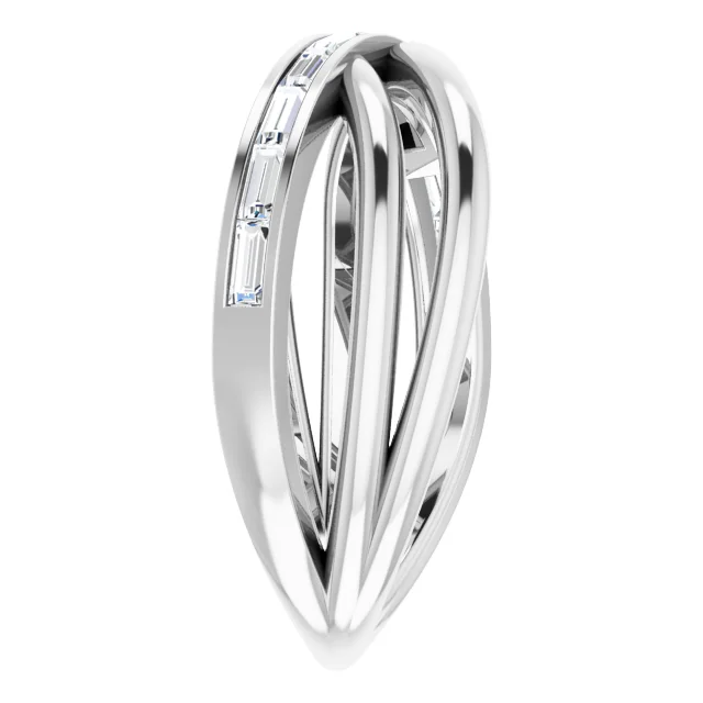 14K White 1/3 CTW Diamond Criss-Cross Ring-7.00 (approximate standard size)-