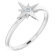 14K White .03 CT Diamond Star Ring-