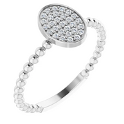 14K White 1/6 CTW Diamond Cluster Beaded Ring-7.00 (approximate standard size)-