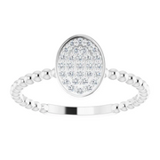 14K White 1/6 CTW Diamond Cluster Beaded Ring-7.00 (approximate standard size)-