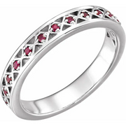 14K White Ruby Stackable Ring-