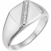 14K White 1/10 CTW Diamond 12 mm Square Signet Ring-
