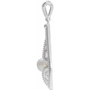 14K White Vintage-Inspired Freshwater Cultured Pearl Pendant-