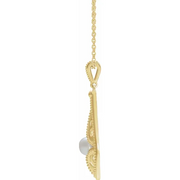 14K White Vintage-Inspired Freshwater Cultured Pearl Pendant-