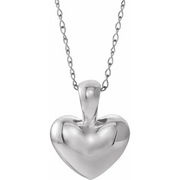 14K White Youth Heart 15" Necklace-