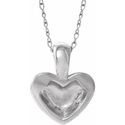 14K White Youth Heart 15" Necklace-