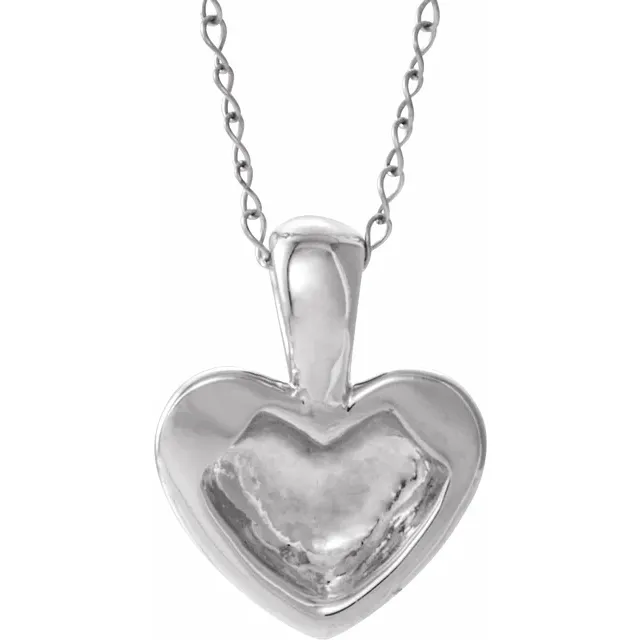 14K White Youth Heart 15" Necklace-