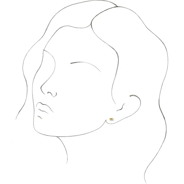 14K White Geometric Stud Earrings-