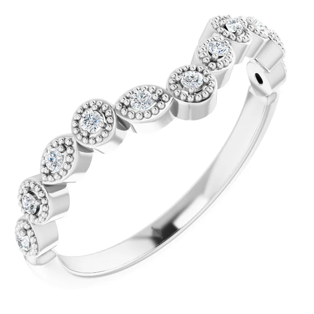 14K White 1/10 CTW Diamond Vintage-Inspired Contour Band-