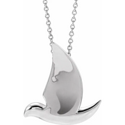 14K White Holy Spirit Dove 16-18" Necklace-